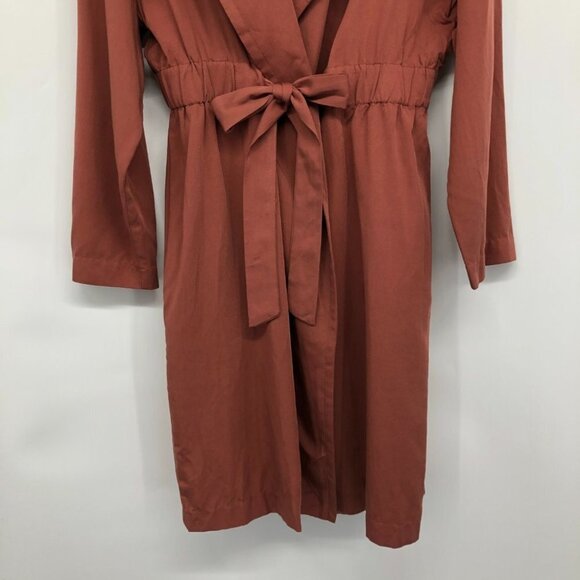 Astr The Label Lightweight Trench Coat Rust Red Tencel cardigan jacket/duster M - Picture 7 of 16